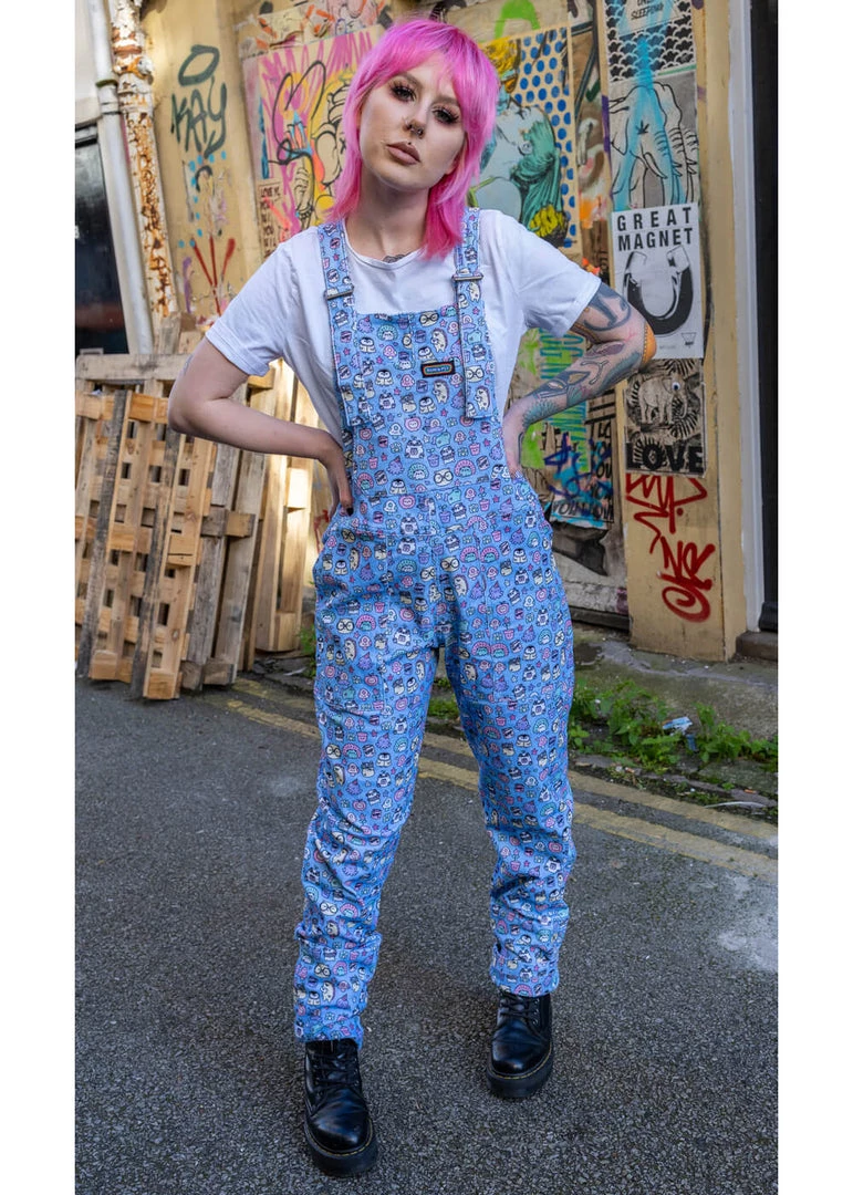 Run And Fly Run & Fly Sugar And Sloth 80's Dungarees Blue New In