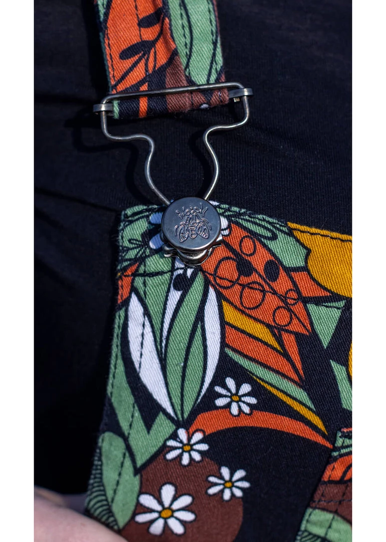 Run And Fly New In Run & Fly 70's Floral Flares Dungarees Brown