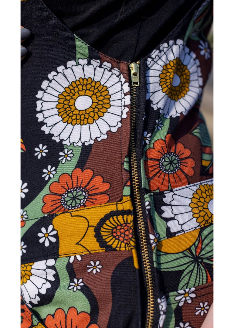 Run And Fly New In Run & Fly 70's Floral Flares Dungarees Brown