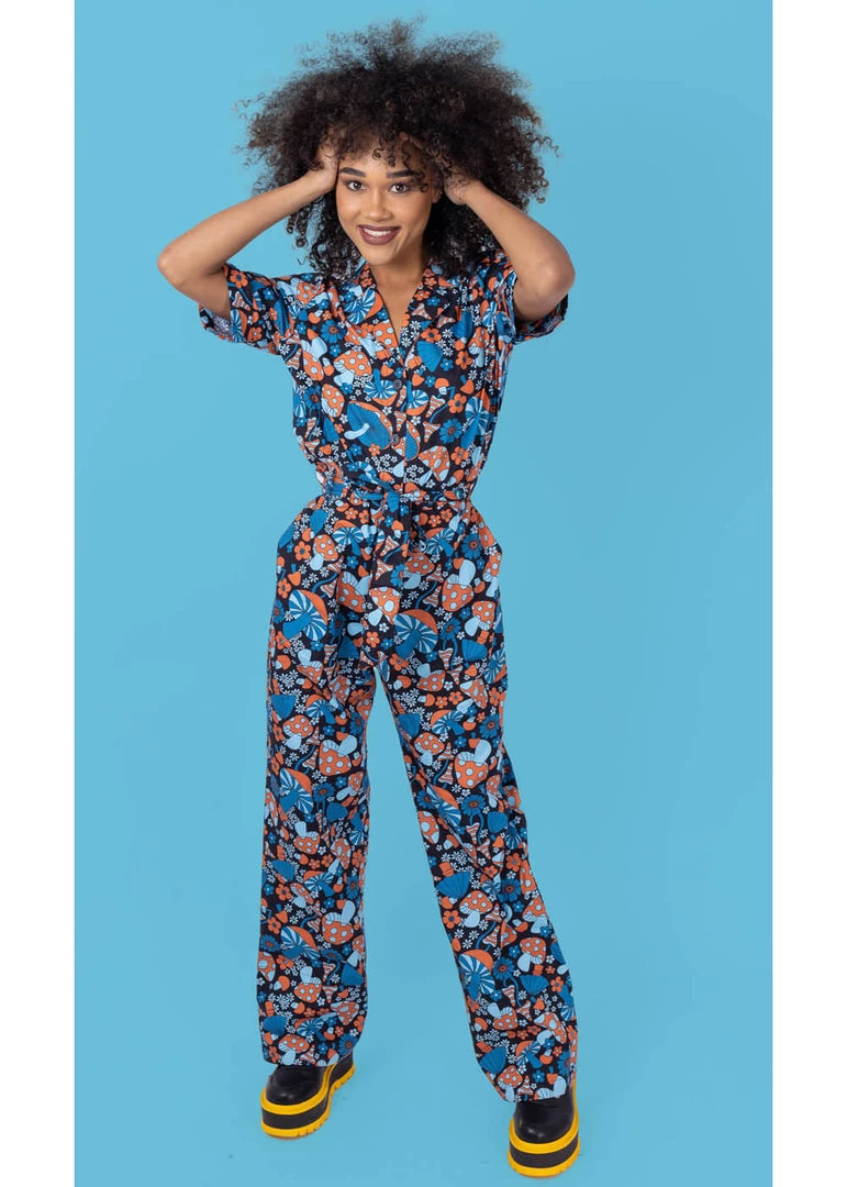 Run And Fly Run & Fly Magic Mushroom Jumpsuit Black New In