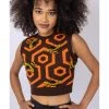 Run And Fly Run & Fly Honeycomb Bee Cropped Knitted 70's Tank Top Black New In