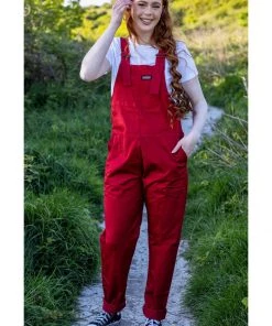Run And Fly Run & Fly Lightweight Twill 70's Dungarees Red New In