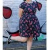 Run And Fly Run & Fly Cherry Blossom 50's Swing Dress Black New In