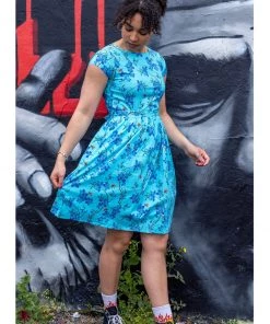 Run And Fly New In Run & Fly Cherry Blossom 50's Swing Dress Blue