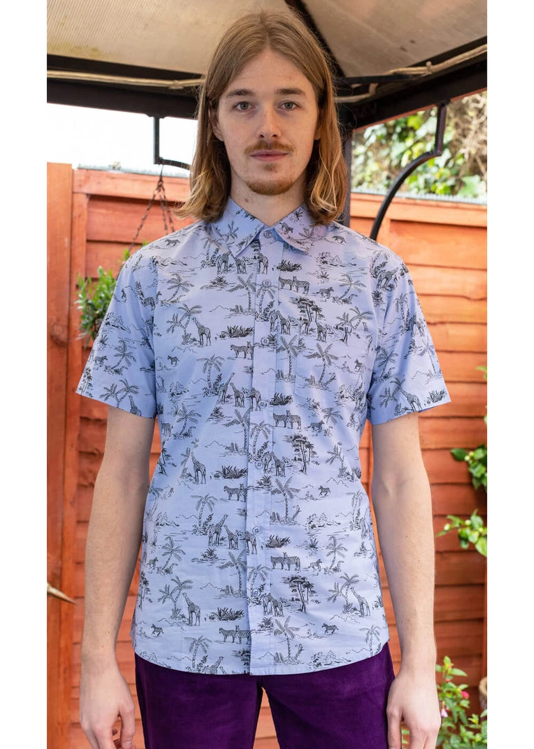 Run And Fly Run & Fly Mens Safari Shirt Blue