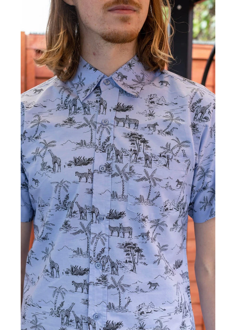 Run And Fly Run & Fly Mens Safari Shirt Blue