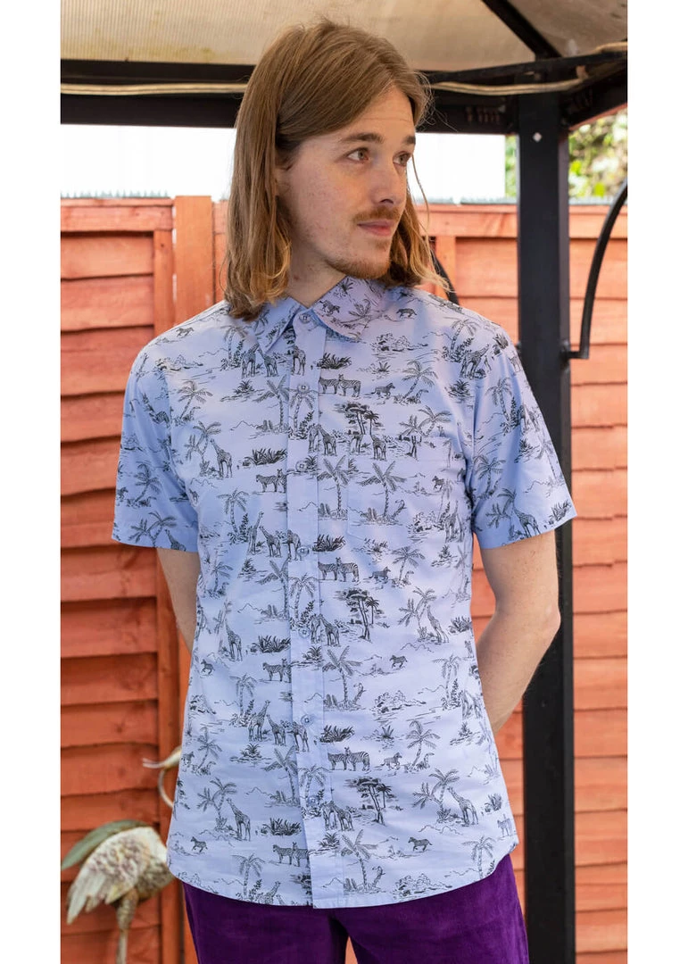 Run And Fly Run & Fly Mens Safari Shirt Blue