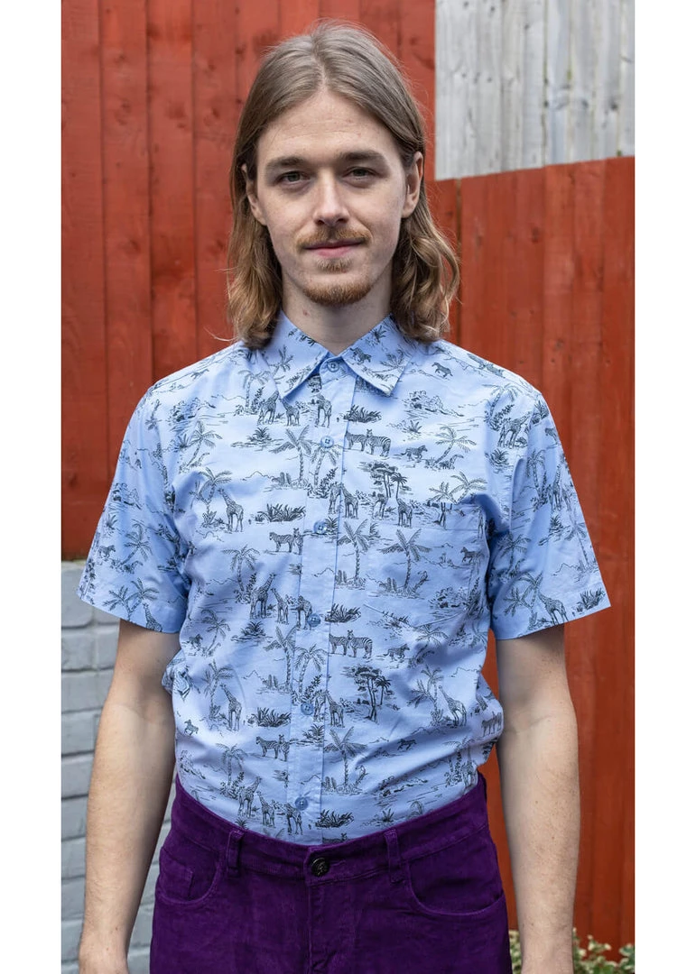 Run And Fly Run & Fly Mens Safari Shirt Blue