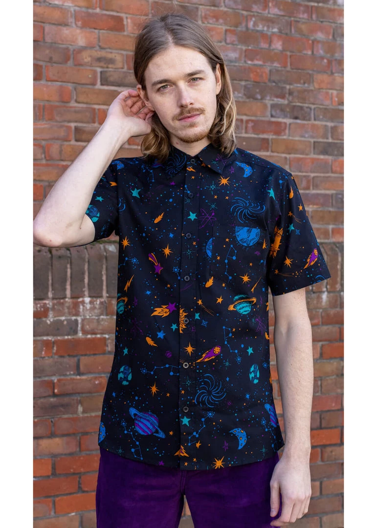 Run And Fly Run & Fly Mens Cosmic Space Shirt Black