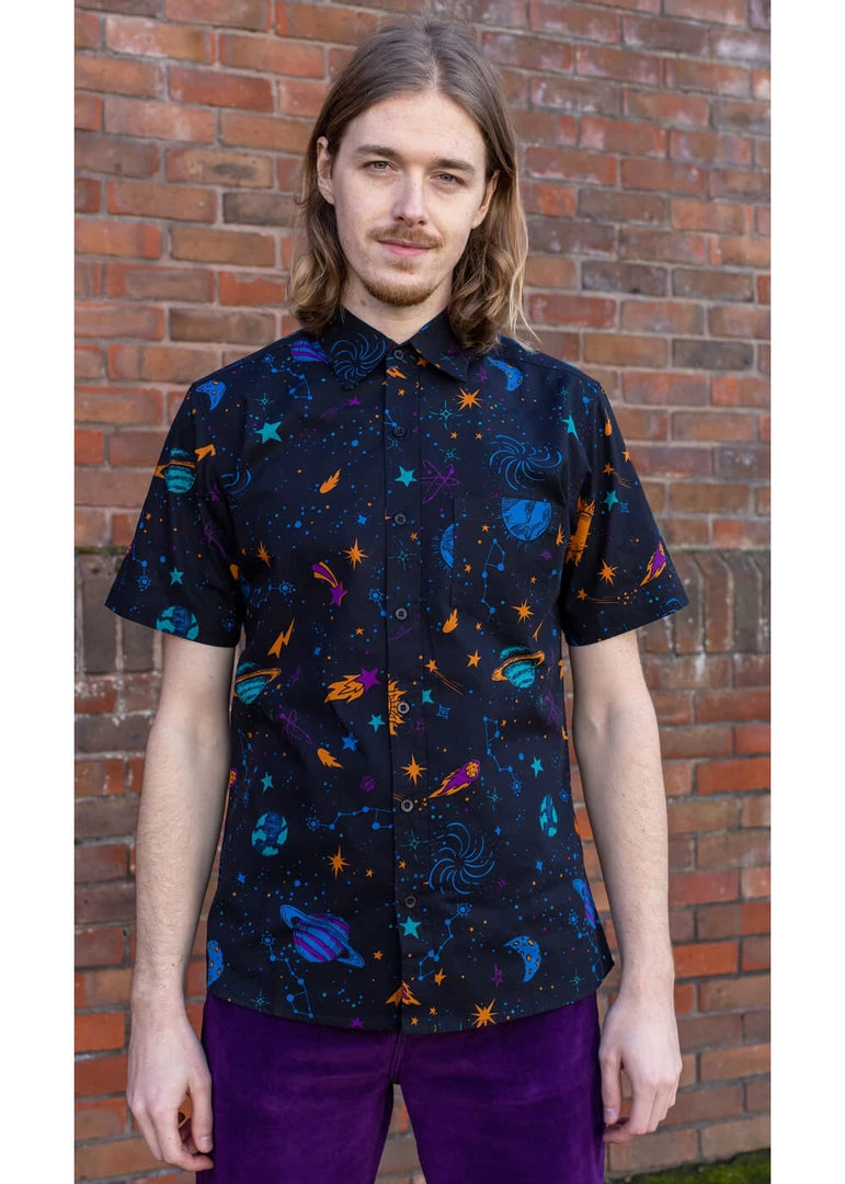Run And Fly Run & Fly Mens Cosmic Space Shirt Black