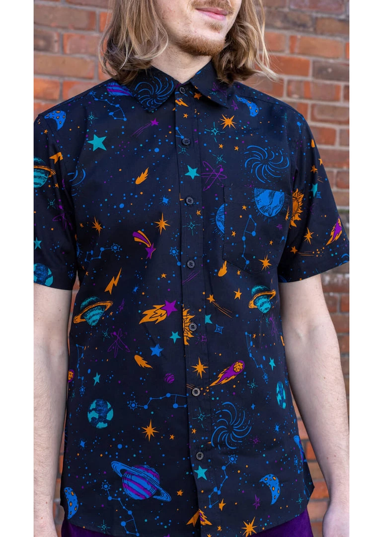 Run And Fly Run & Fly Mens Cosmic Space Shirt Black