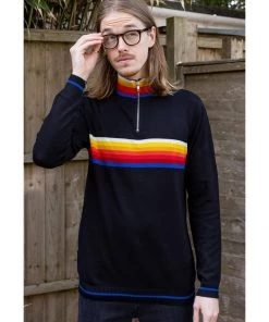 Run And Fly Run & Fly Retro Zip 70's Jumper Black New In