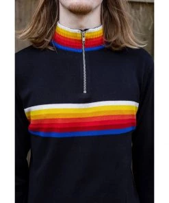 Run And Fly Run & Fly Retro Zip 70's Jumper Black New In