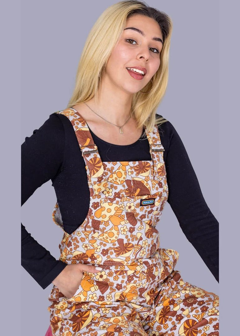 Run And Fly Run & Fly Magic Mushroom 70's Dungarees Grey New In