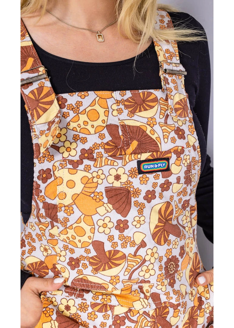 Run And Fly Run & Fly Magic Mushroom 70's Dungarees Grey New In