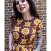 Run And Fly Run & Fly Retro Floral 70's A-Line Dress Brown