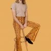 Run And Fly Run & Fly Zigzag Flare 70's Trousers Honey Gold New In