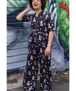 Run And Fly Run & Fly Day At The Fairground Carousel Jumpsuit Black New In