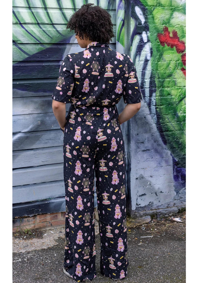 Run And Fly Run & Fly Day At The Fairground Carousel Jumpsuit Black New In