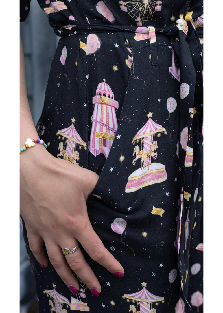 Run And Fly Run & Fly Day At The Fairground Carousel Jumpsuit Black New In