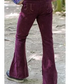 Run And Fly Run & Fly Mens Corduroy 70's Flare Trousers Burgundy New In