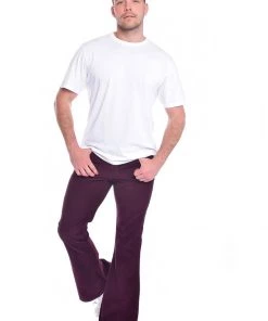 Run And Fly Run & Fly Mens Corduroy 70's Flare Trousers Burgundy New In