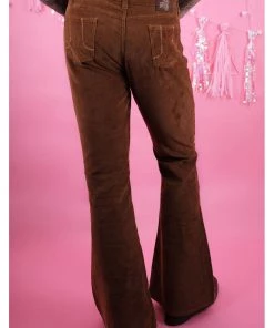 Run And Fly New In Run & Fly Mens Tobacco Corduroy 70's Flared Trousers Brown