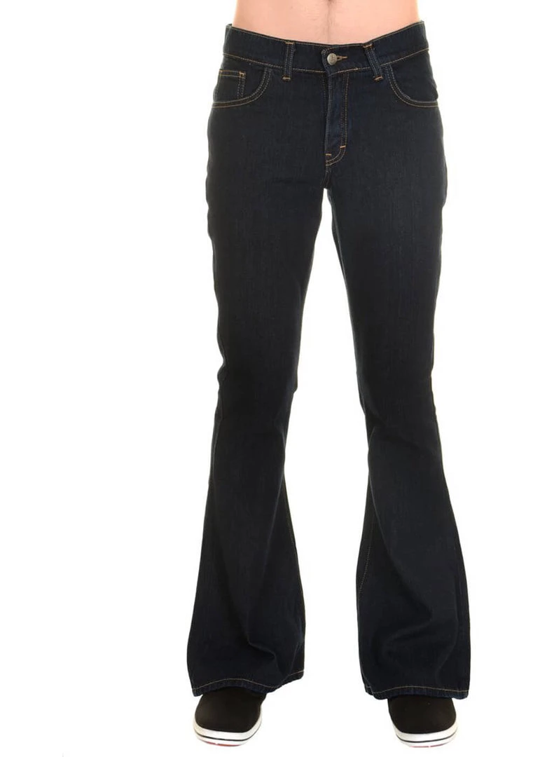 Run And Fly New In Run & Fly Mens Indigo Denim 70's Flared Trousers Blue