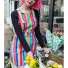 Run And Fly New In Run & Fly Rainbow Colours Pinafore 60's Dress Multi
