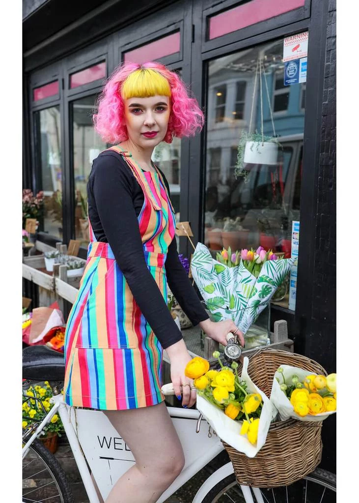 Run And Fly New In Run & Fly Rainbow Colours Pinafore 60's Dress Multi