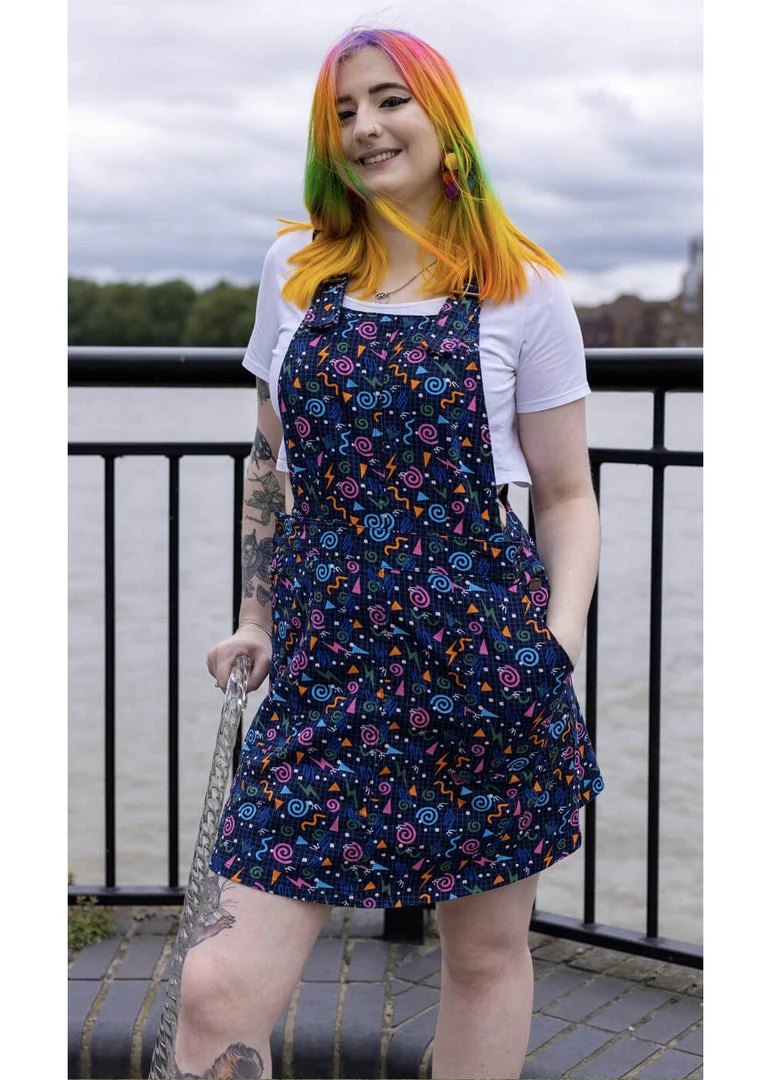 New In Run And Fly Memphis 60's Pinafore Dress Black