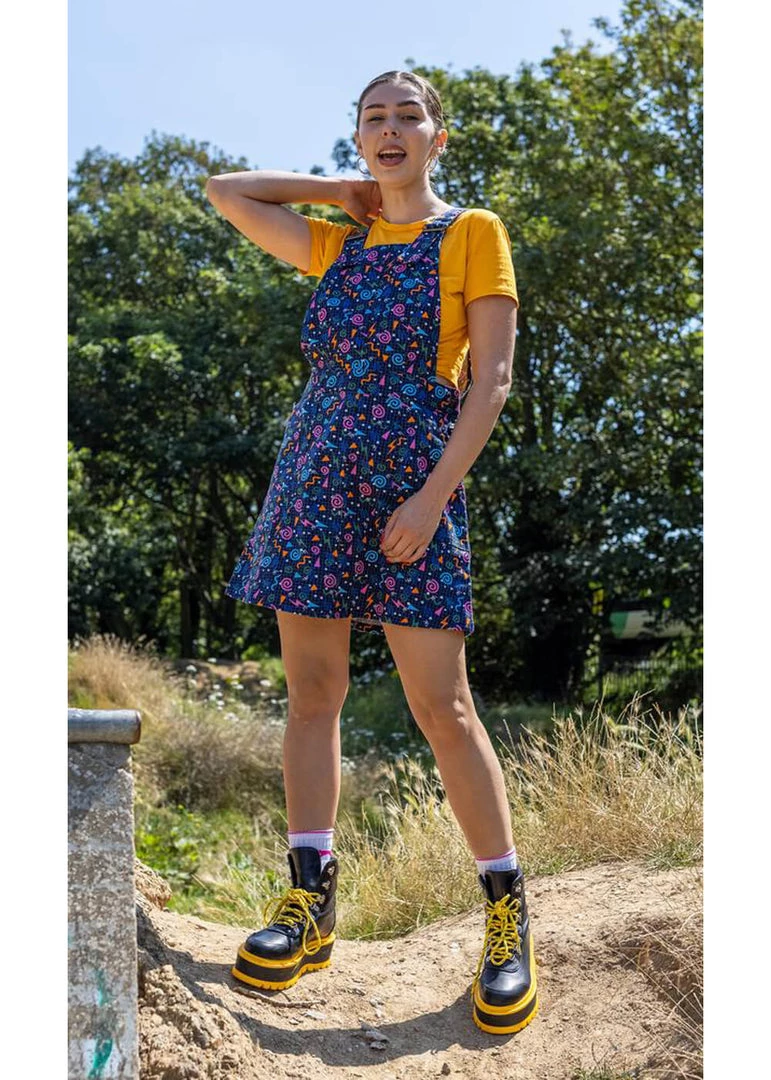 New In Run And Fly Memphis 60's Pinafore Dress Black