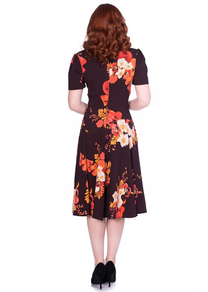 New In Sheen Izzy Floral 40's Dress Burgundy