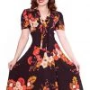 New In Sheen Izzy Floral 40's Dress Burgundy