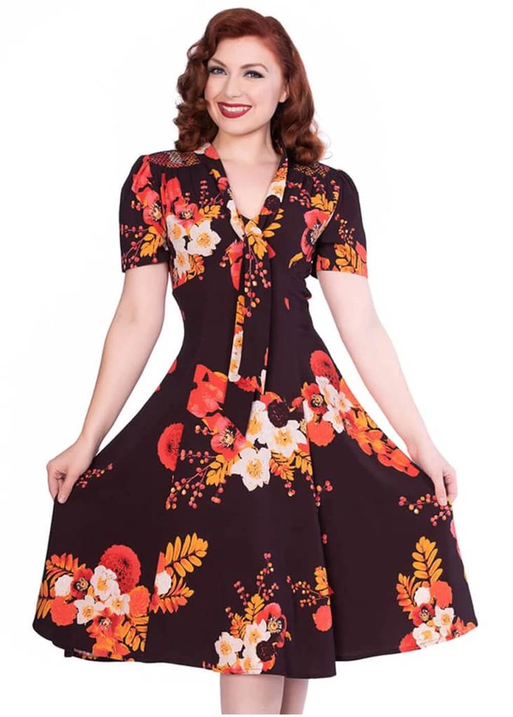 New In Sheen Izzy Floral 40's Dress Burgundy