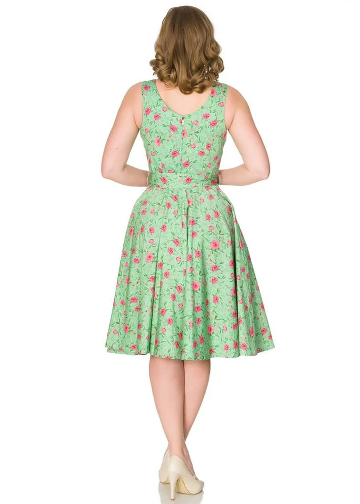 New In Sheen Freya Floral 50's Swing Dress Green