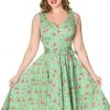 New In Sheen Freya Floral 50's Swing Dress Green