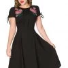Sheen Noa Floral 40's Swing Dress Black