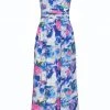 Smashed Lemon Violet Aquarel 70's Maxi Dress White Purple New In