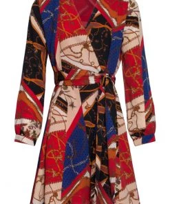 New In Smashed Lemon Scarf Reminder 70's A-Line Dress Multi