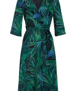 New In Smashed Lemon Rocketts 70's A-Line Dress Black Green