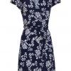 New In Smashed Lemon Sleeping Garden 60's A-Line Dress Navy