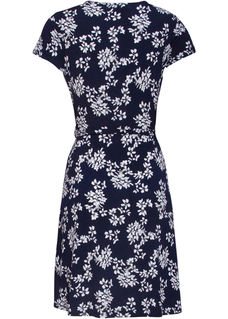 New In Smashed Lemon Sleeping Garden 60's A-Line Dress Navy