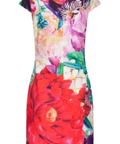 New In Smashed Lemon Flower Picking 60's Pencil Dress Multi