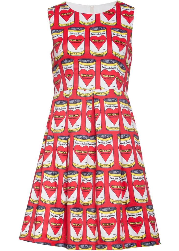 New In Smashed Lemon Soup Cans 60's Dress Red