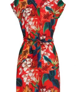 New In Smashed Lemon Tiger Lily 60's Dress Red