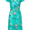 New In Smashed Lemon Pomegranate 60's A-Line Dress Turquoise