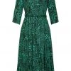 Smashed Lemon Venom Snake 70's Midi Dress Green New In