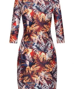 New In Smashed Lemon Desert Rose 60's Pencil Dress Cognac