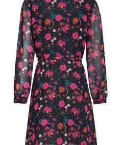 Smashed Lemon Dahlia 70's Dress Black